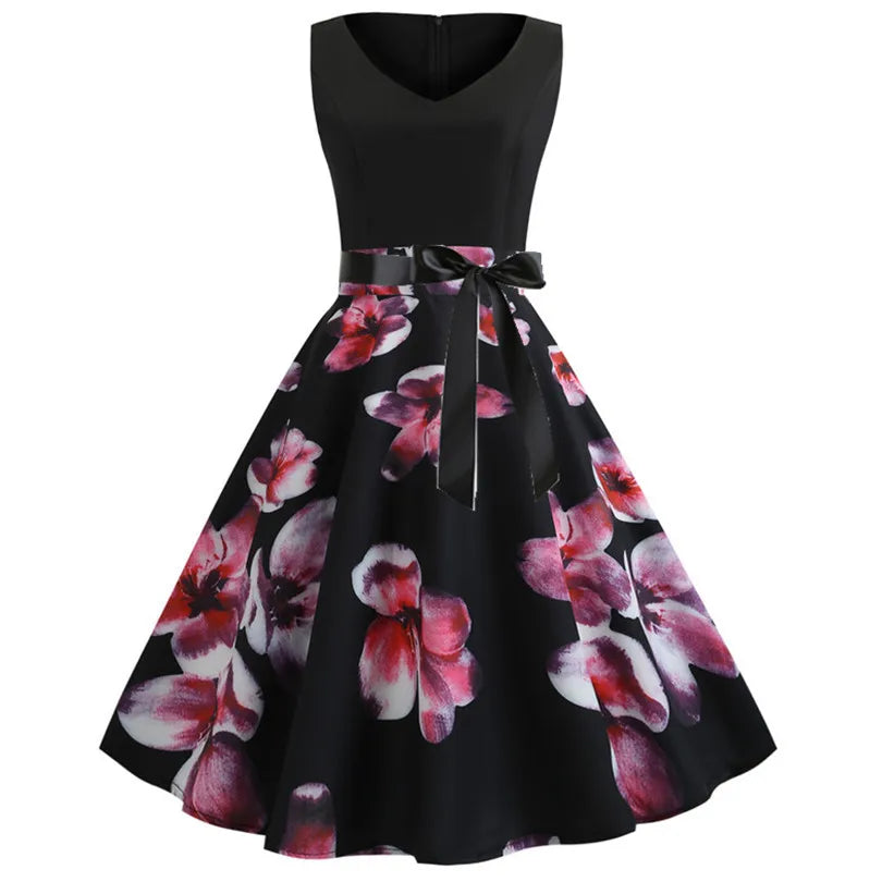 Women's floral high waist sleeveless sundress — view 4 of 13