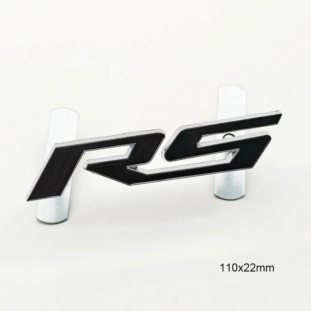 3D Metal RS logo Car Sticker Front Grill Emblem Trunk Badge Decals For Chevrolet Blazer Aveo Trax Cruze Sonic Onix Accessories