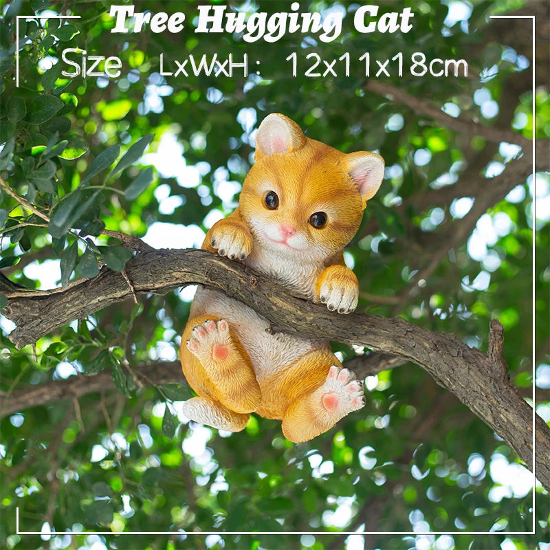 Creative Cartoon Simulation Tree Climbing Cat Pendant Outdoor Garden Courtyard Balcony Landscape Resin Decoration Kitten Hanging