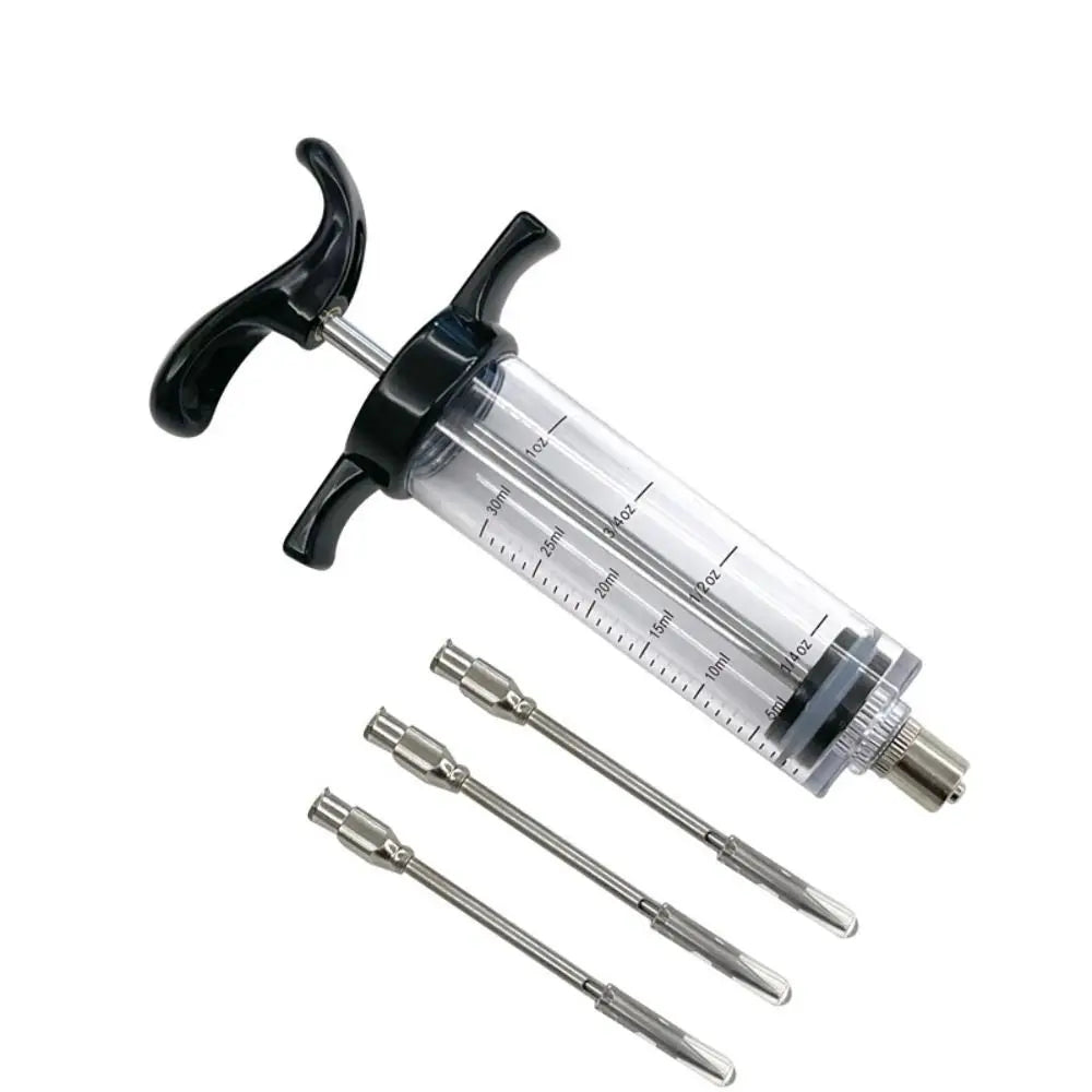 Food Grade PP BBQ Meat Syringe Kitchen Tools BBQ Meat Flavor Injector with 3 Stainless Steel Needles Kitchen for Home Outdoor