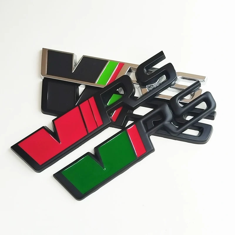 3d Metal RS Logo VRS Car Front Grill Emblem Rear Trunk Badge for Skoda VRS Octavia 1 2 3 Rapid Kodiaq Karoq Fabia Kamiq Superb