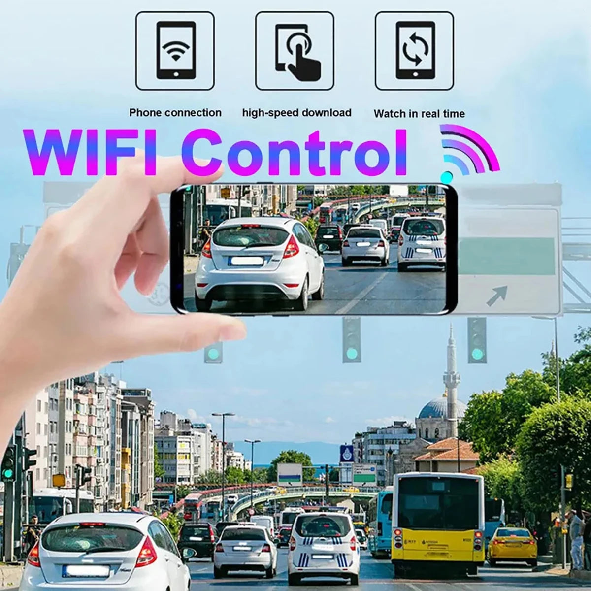 Dash Cam for cars 1080P Car DVR Video Recorder Dual car camera Front Inside View Camera Loop Recording WiFi Monitor Dashcam
