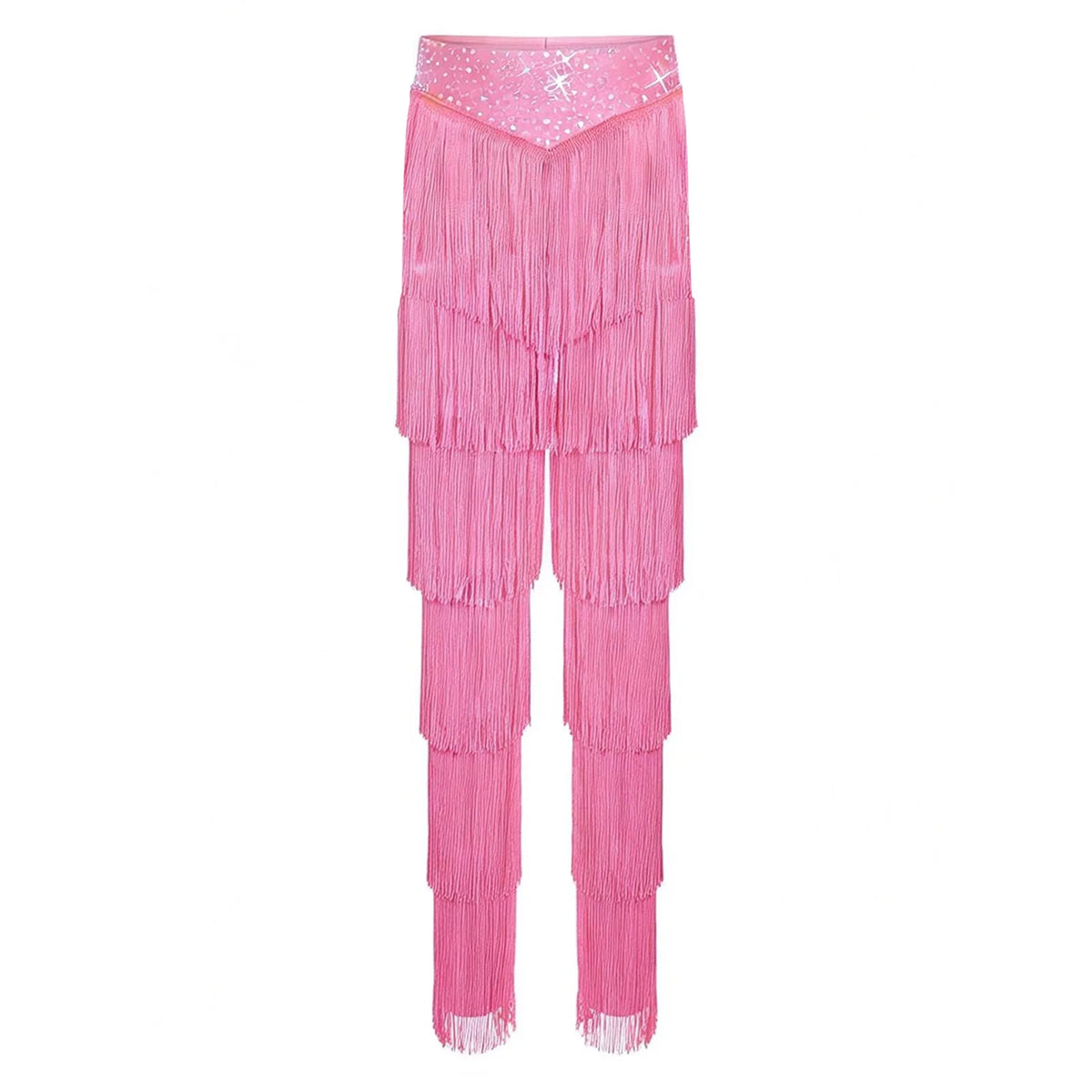 Girls tiered fringe Latin dance set with pants