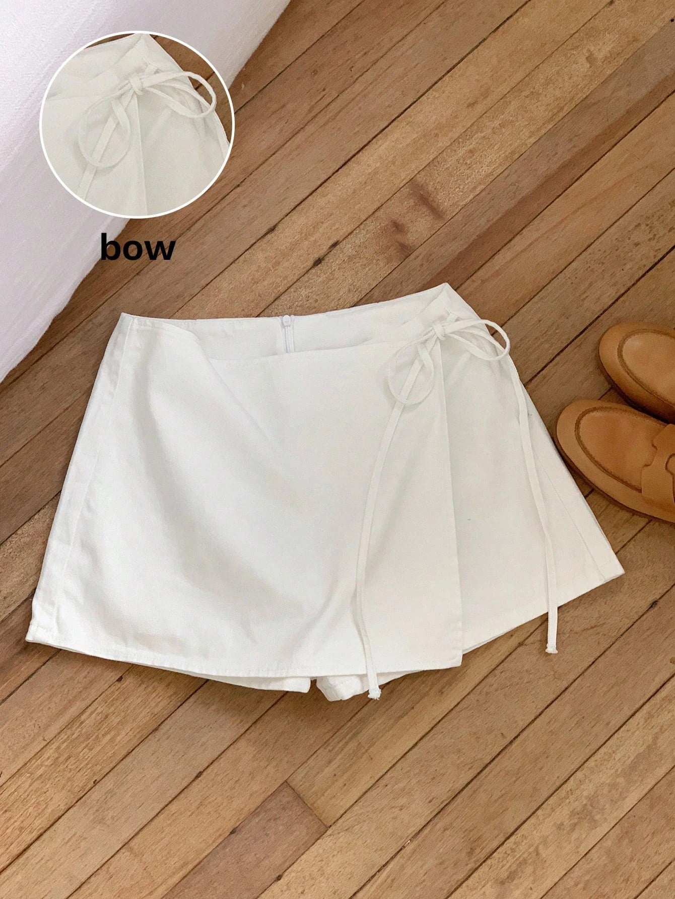 Ladies New Spring Summer Linen Solid Color Casual Sports Elastic Waist Drawstring Belted Skort for Spring Summer