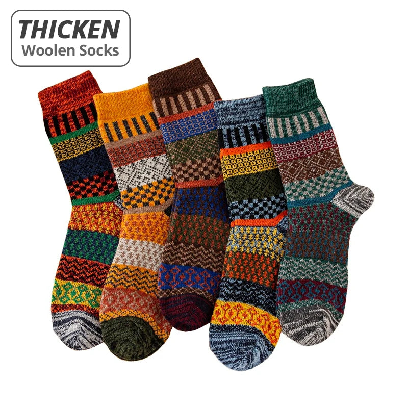 Men's Wool Blend Winter Socks, 5 Pairs