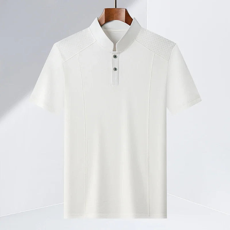 Men's Split-Neck Tee - Vented Perforated Fabric, Breathable Slim