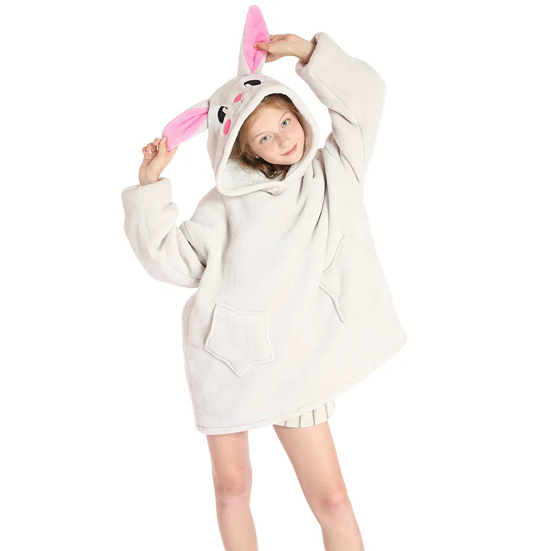 Kids Oversized Hoodie Blanket - Animal Wearable Blanket with Sleeves - photo 5
