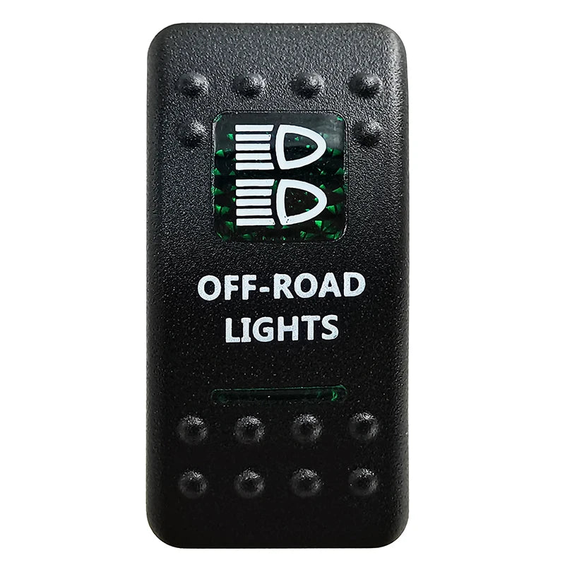 Green LED Rocker Switch - Waterproof SPST & DPDT Options