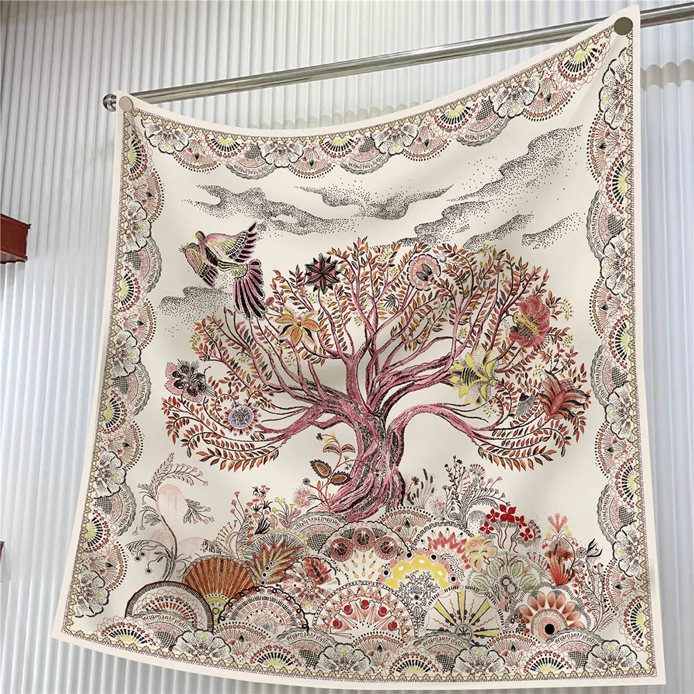 90cm Elegant Floral Silk Scarf for Women - Versatile Fashion Accessory