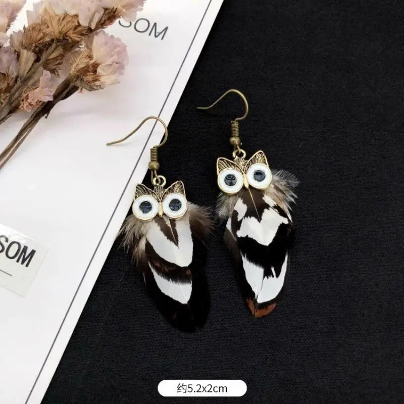 Unique Exaggerate Feather Earrings Creative Feathers Long Earrings Trendy Boho Big Earrings Jewelry Wholesale Custom Packaging