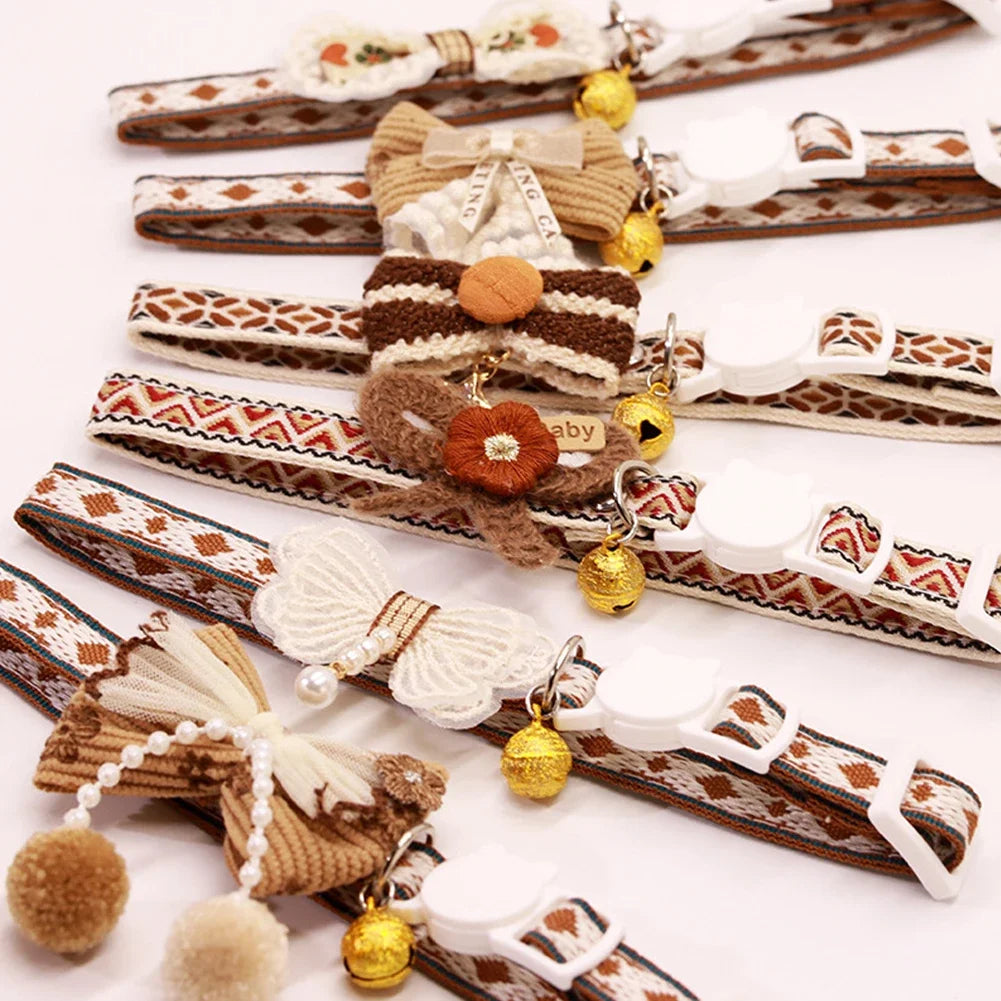 cat collars Cute and Versatile Adjustable Durable with Bells Pet Collars Necklaces Positioning Pets Cats Dogs Party Photos Props