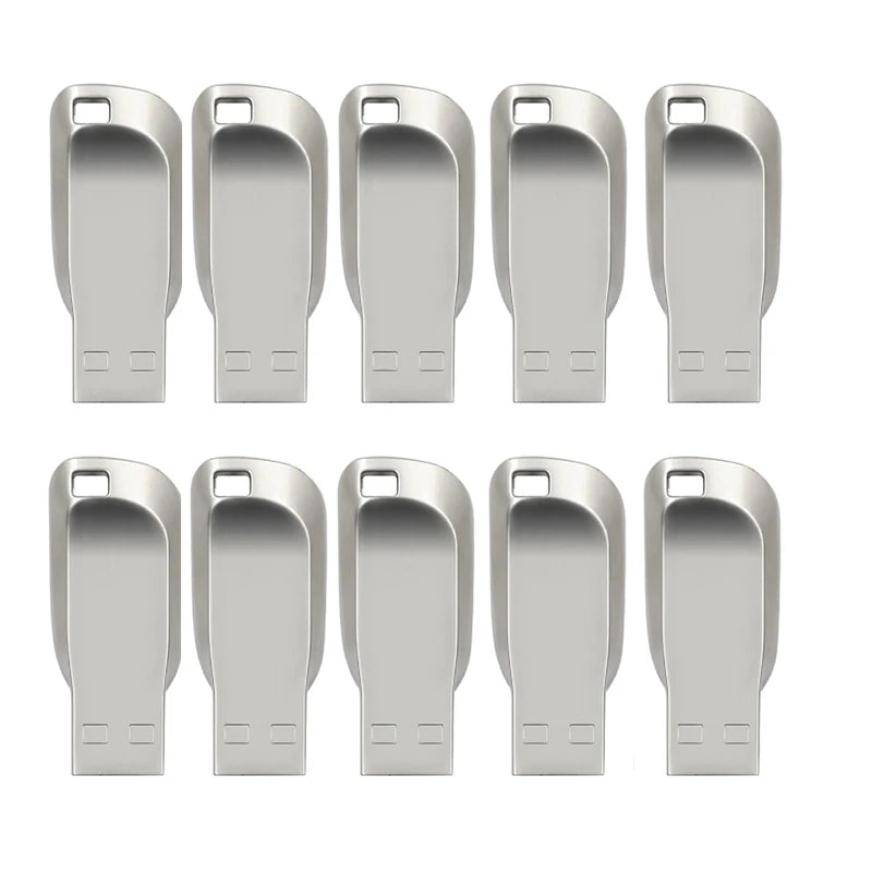 Metal USB 2.0 Flash Drive 10-Pack — Bulk Memory Sticks 4GB to 128GB