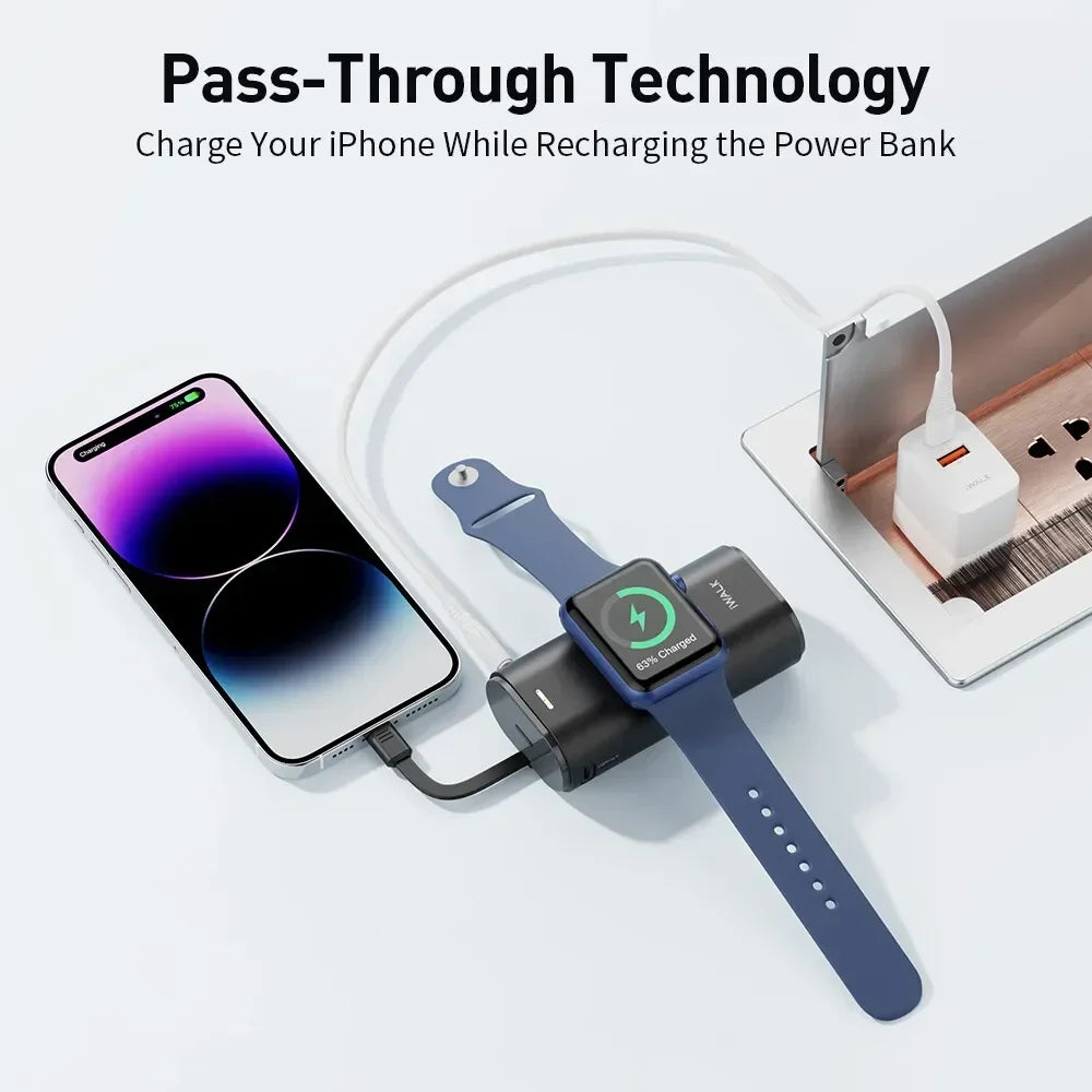 iWALK 9000mAh Magnetic Power Bank — Fast Wireless Charging with Built-in Cable