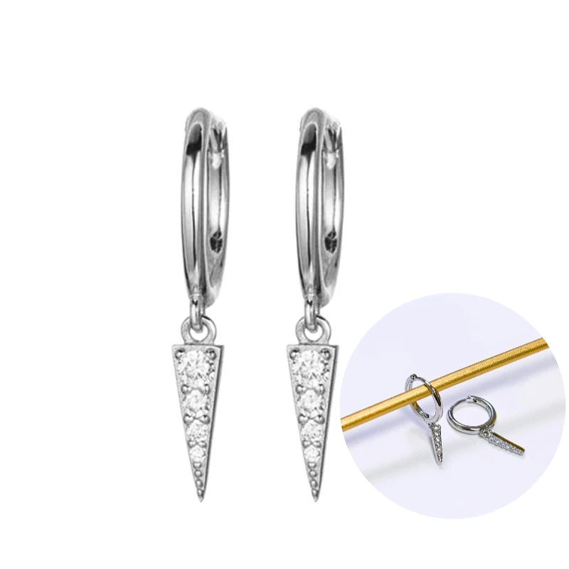 925 Sterling Silver Tassel Hoop Earrings for Women - White Zircon