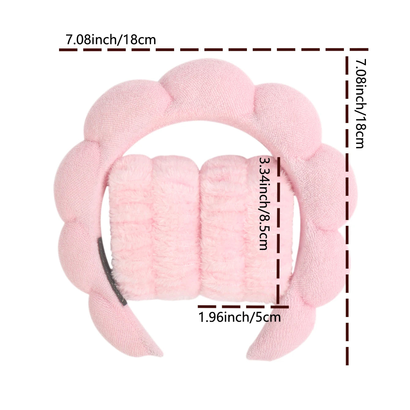 Spa Bubble Headband for Washing Face – Microfiber Puffy Scrunchie Wristband for Skincare & Makeup Routine