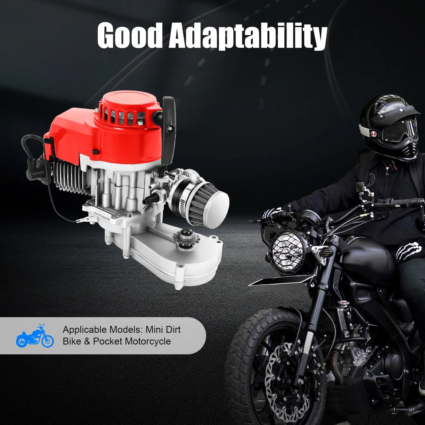 49cc 2-Stroke High-Performance Gas Engine – Single-Cylinder Pull-Start Motor for Pocket Quads, Mini Bikes & Racing Motorcycles