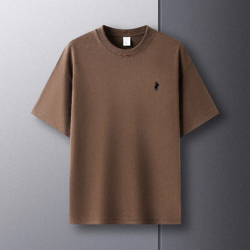 100% pure cotton short sleeve round neck men's T-shirt hot selling luxury brand summer exquisite pony embroidery breathable top