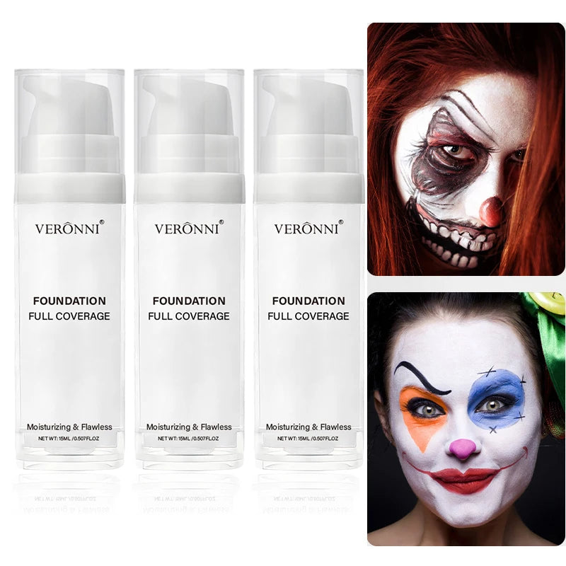 White Liquid Foundation Blending Pure-15ml Silky Creamy Matte Long-Wearing Transfer-Resistant for Stage Cosplay Halloween Makeup