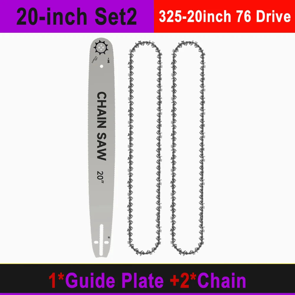 20" Professional Gas Chainsaw 76DL Chain 0.325" Pitch 0.058" Guide Tooth Top-quality Alloy Rounded 20 inch Gasoline Chainsaw Set