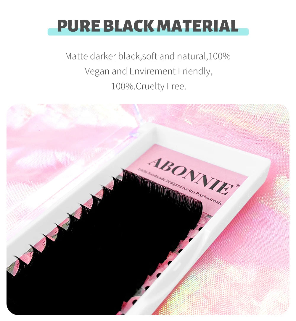 ABONNIE Matte Black Easy Fan Lashes Cashmere Blooming Eyelash Extensions Self-Making Fans Mega Volume Eyelash