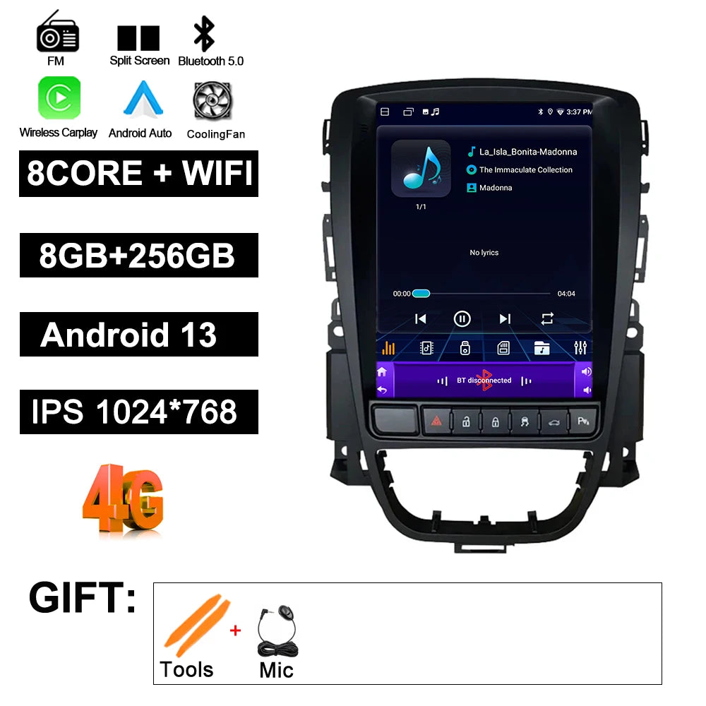 9.7" Car Stereo with Apple CarPlay & Android Auto, Compatible with Opel Astra J, Vauxhall & Buick Verano
