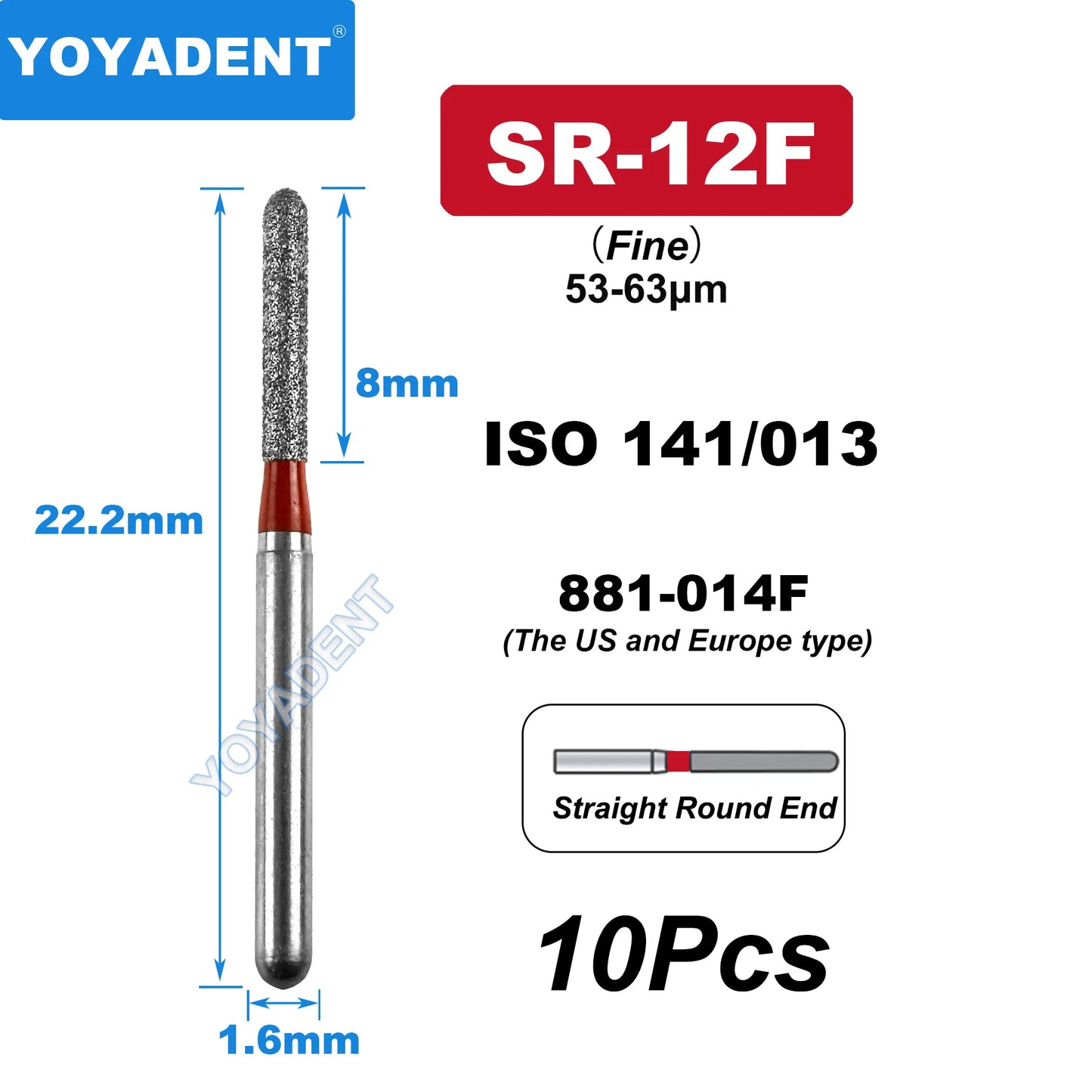 FG Fine Dental Burs Diamond Burs High Speed Turbines Drills Dental Lab Polishing Tools TR/TC/TF/FO/BR/SR/Type 1.6mm 10pcs/Pack