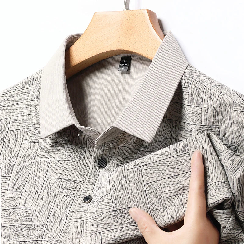 2026 Summer New Men's Business Print Short Sleeved POLO Shirt Comfortable and Cool Casual Fashion T-shirt