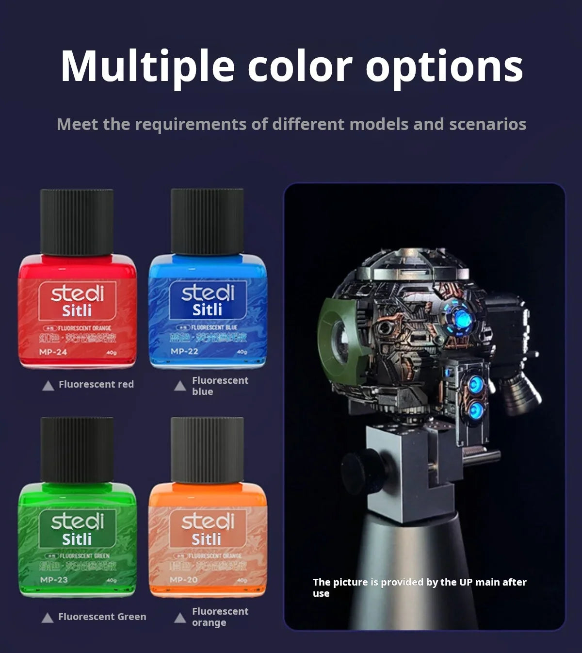 Stedi MP-20~29 40g Water-based Fluorescent Panel Liner Paint for Gundam Model Building Fluorescent Ink Panel Line Accent Color
