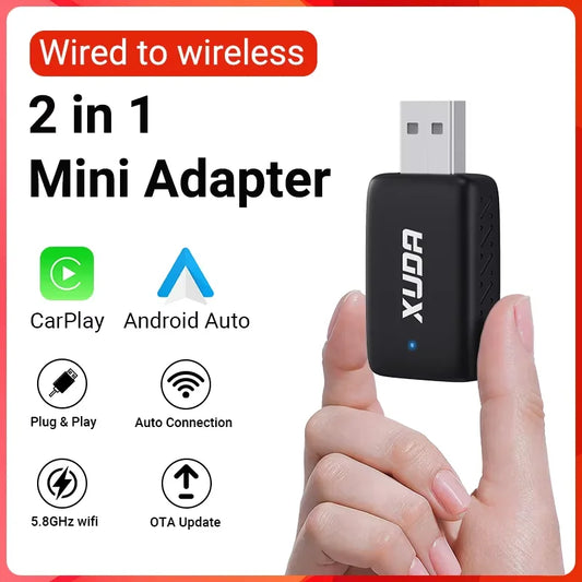 Mini 2-in-1 Wireless CarPlay & Android Auto Adapter