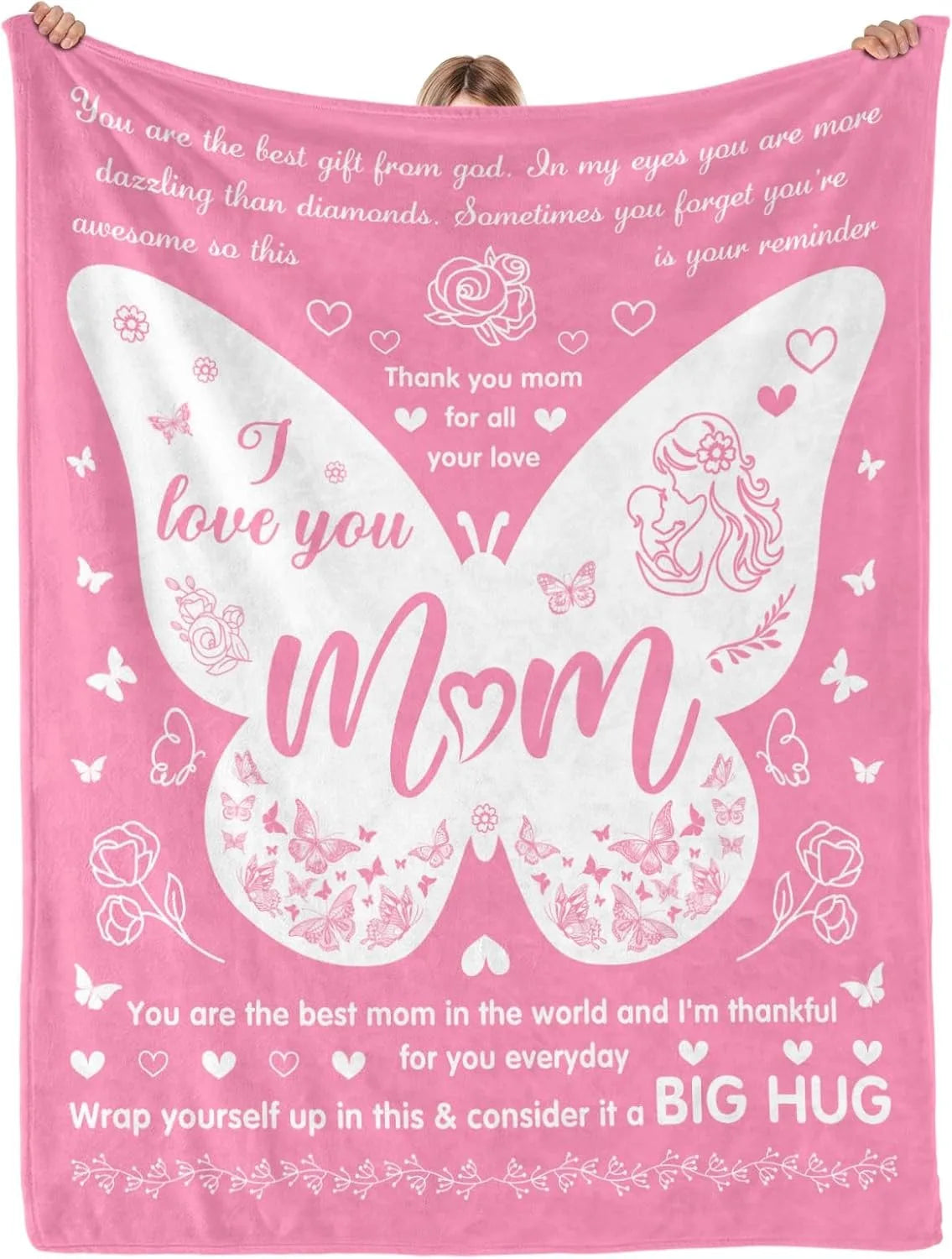 Gift for Mom Flannel Throw Blanket with Loving Message