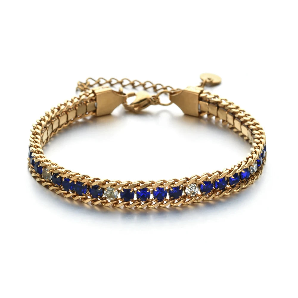 Woven Cubic Zirconia Bracelet — 18K Gold-Plated Stainless Steel