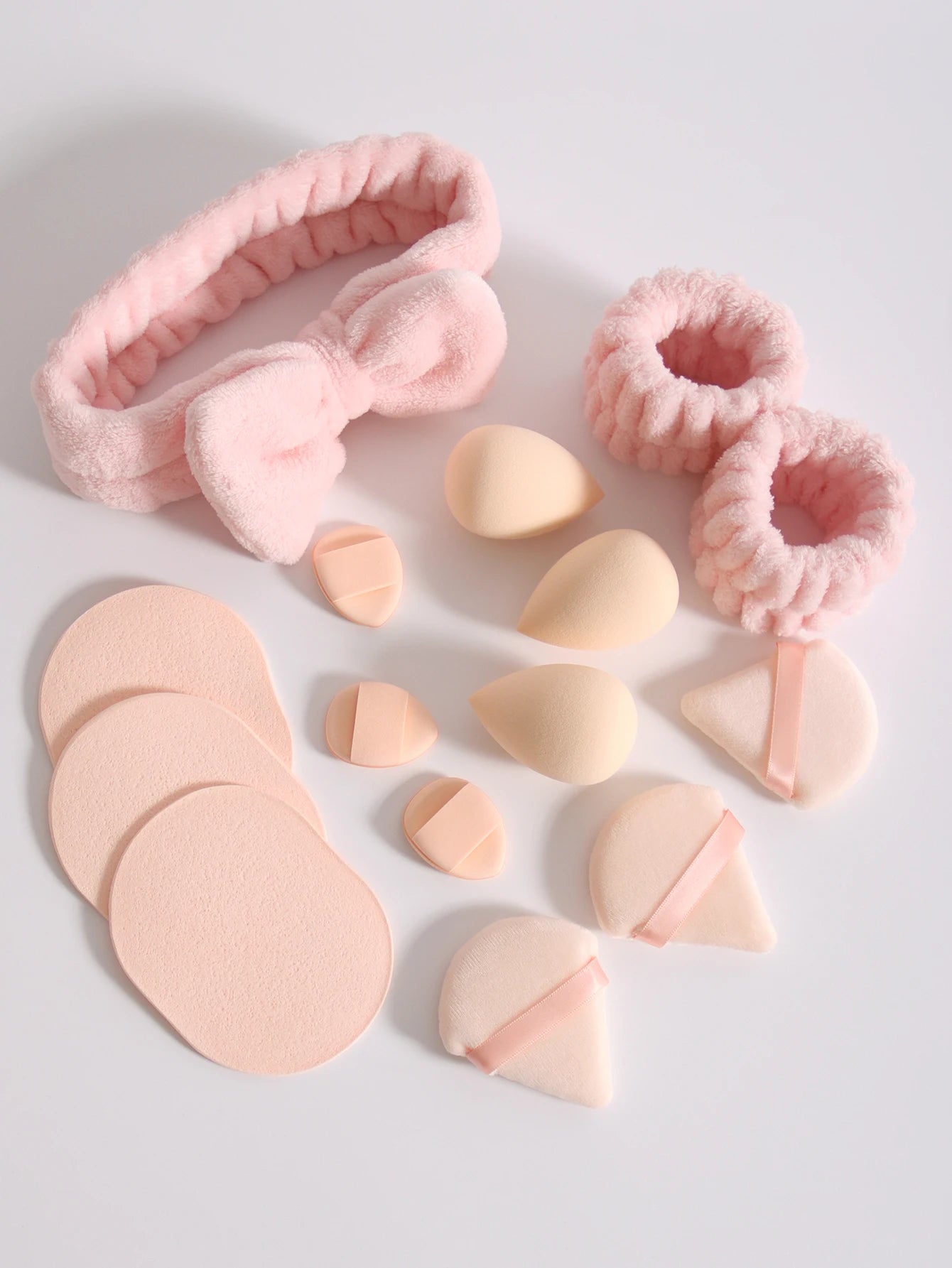 15Pcs Cosmetic Puff Makeup Sponge Blender Beauty Egg Foundation Sponges Puff Wash Face Headband Wristband Make up Accessories