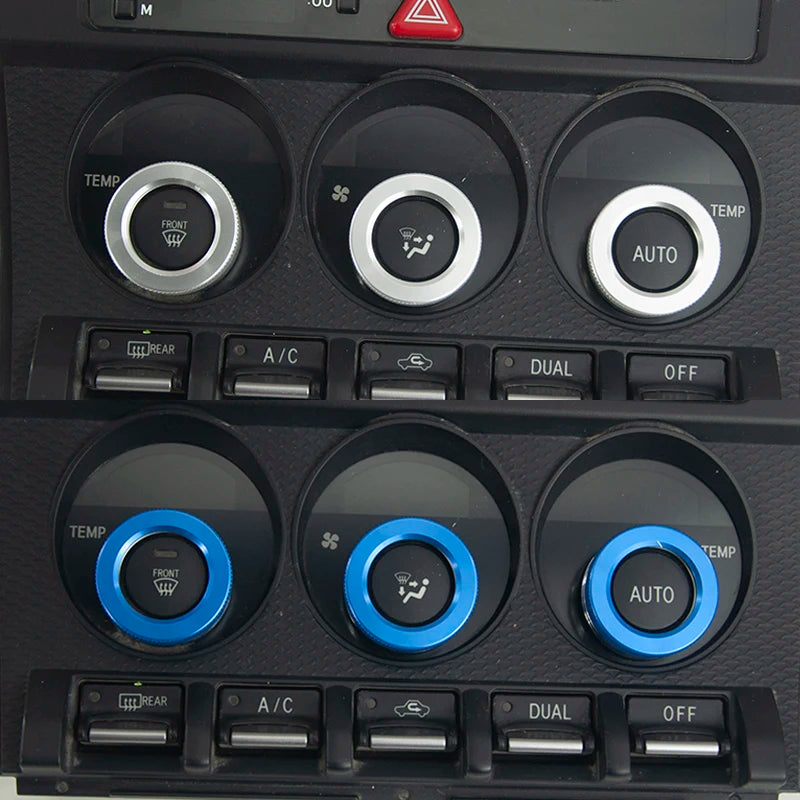 3pcs Dashboard A/C Control Knobs Decoration Ring Metal Trim Cover For Toyota 86 GT86 For Subaru BRZ 2013-2020 Car Interior