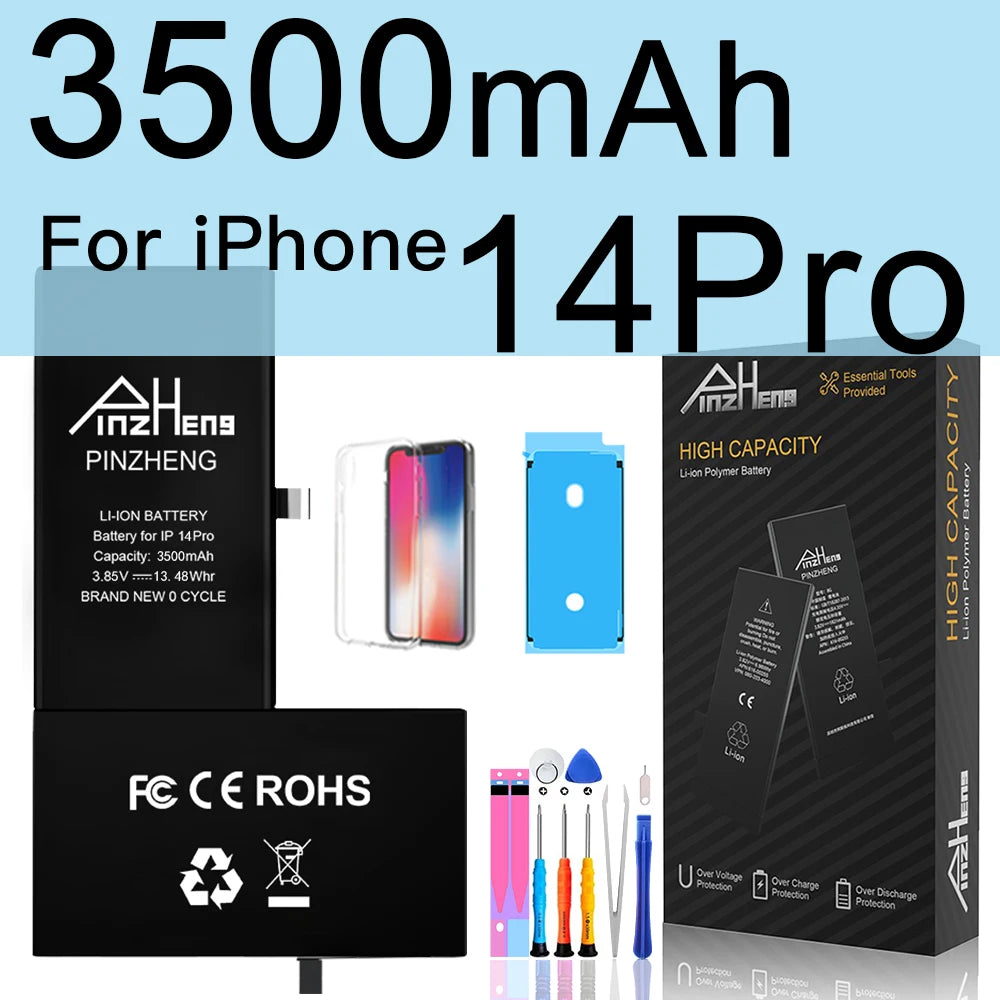 PINZHENG Real High Capacity Battery For iPhone 14 15 14 Pro 15 Pro 14 Pro Max 15 Pro Max 14 Plus 15 Plus Replacement Batteries