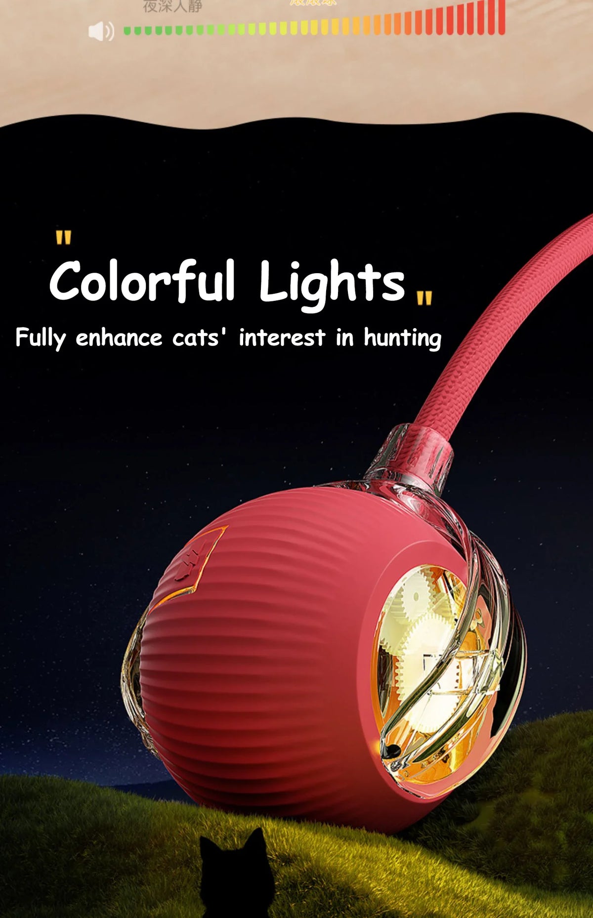 Automatic Rolling Cat Ball with Faux Tail, Rechargeable