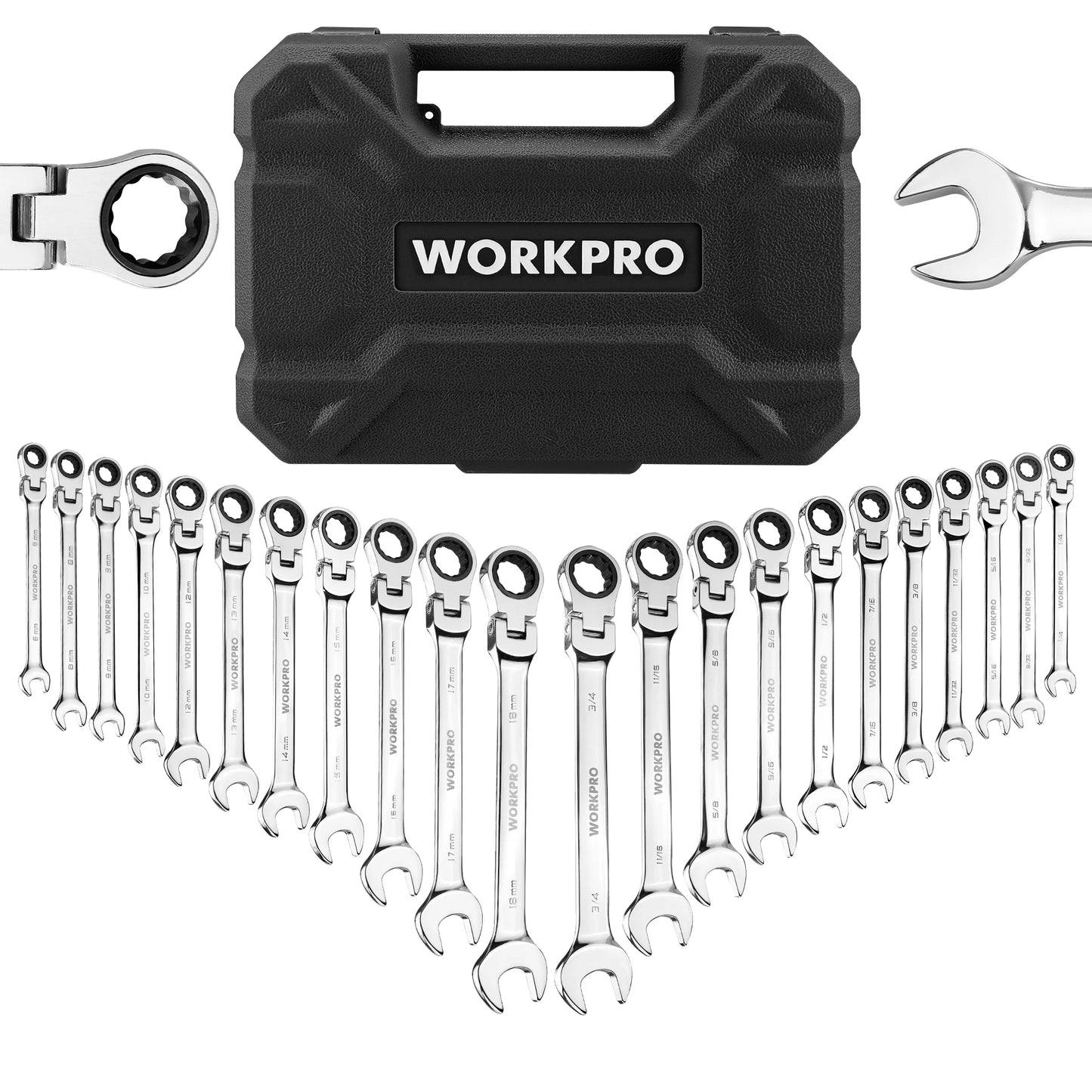 WORKPRO 21-Piece Ratcheting Wrench Set for Auto & Home Repairs