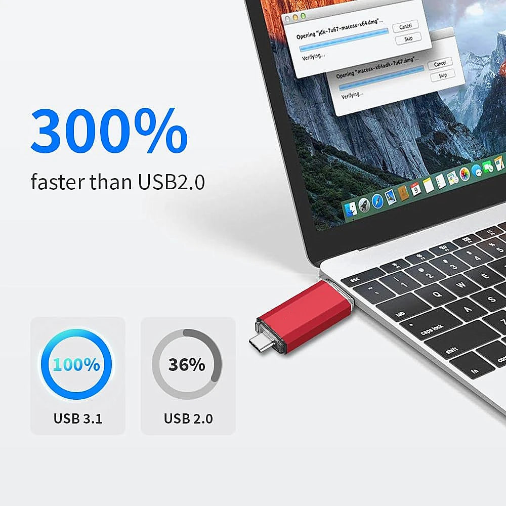 USB Flash Drive for Phone and PC — 32GB to 512GB Photo and Video Backup Stick