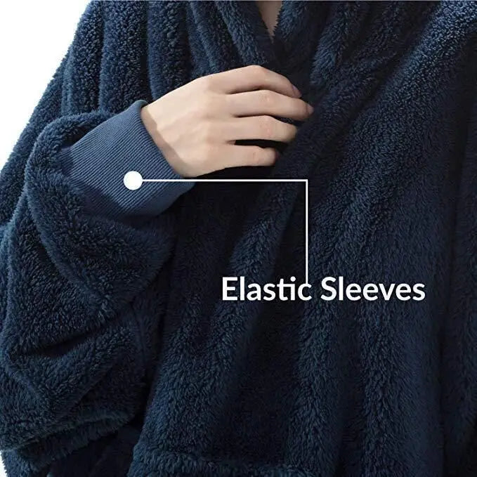 Women's Double-Sided Fleece Hoodie Blanket, Oversized