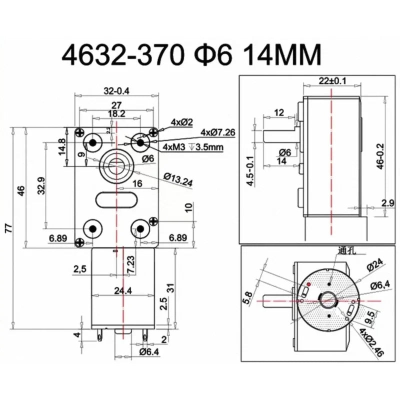 1pcs 370 Reversible High Torque Worm Geared Motor DC 12V Reduction Motor CW/CCW Electric Accessories 6rpm-210rpm