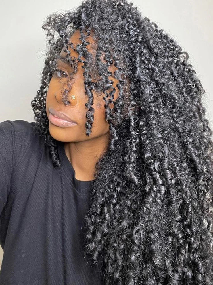 Burmese Curly Crochet Human Hair Knots Feather Crochet Hair Extensions For Women Invisible Knotless Kinky Curly Braiding Hair