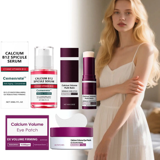 Calcium Anti-Aging Skincare Set - Serum, Eye Patches & Balm