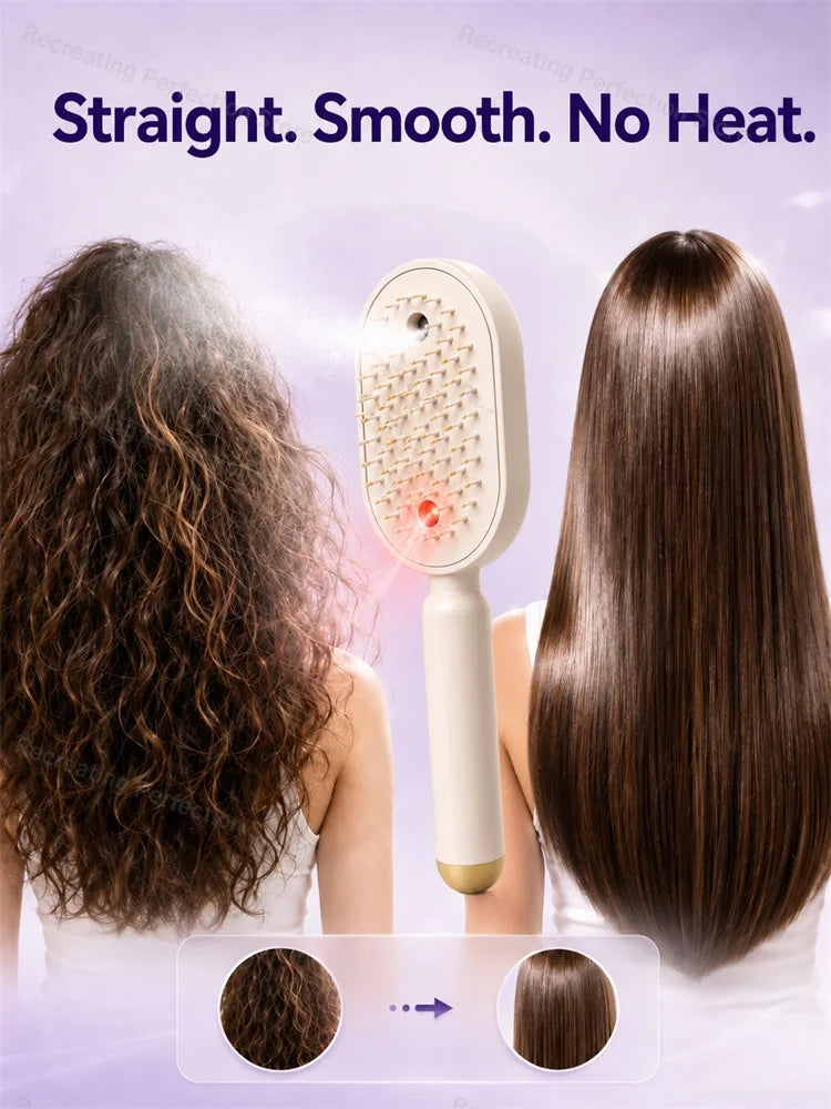 Professional Hair Straightener Brush – No Heat Spray, Red Light Therapy, Scalp Massage, Cordless & Portable, Fast Charge