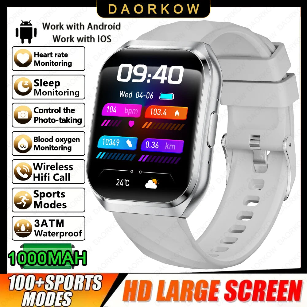 Men's Smart Watch — 1000mAh Long Standby, IP68, BT Calling
