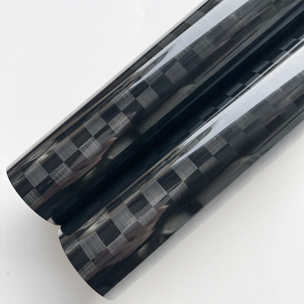 Premium High Gloss 9D Plaid Pattern Forged Carbon Fiber Film Car Wrap Vinyl Covering Film Air Release Self-Adhesive Auto Sticker
