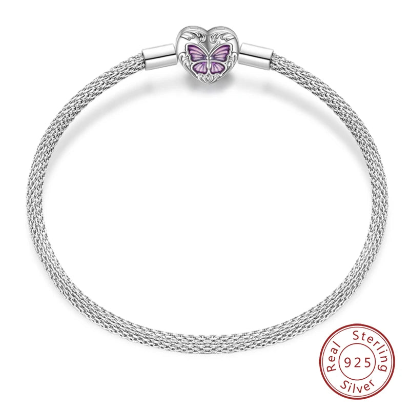 925 Sterling Silver Charm Bracelet – Star Moon Sun Four Leaf Clover Zircon | DIY Birthday Gift for Women (17-20cm)