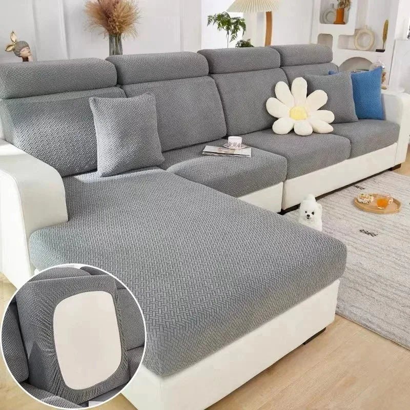 Jacquard Sofa Cushion Cover Protector Solid Color Stretch Removable Sofa Seat Slipcover for Bedroom Office Living Room Home