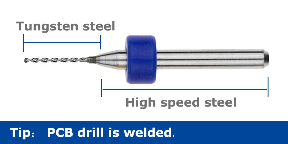 PCB Micro Drill Bits, 3.175 mm Shank, 0.1 to 6.8 mm