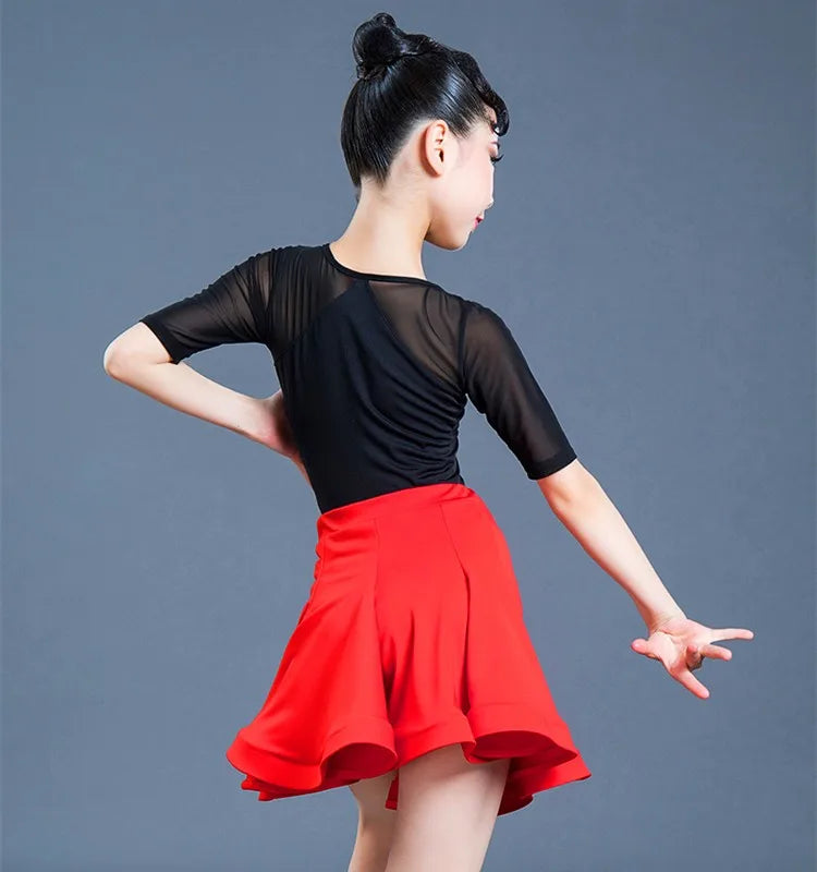Girls short-sleeve Latin competition dress