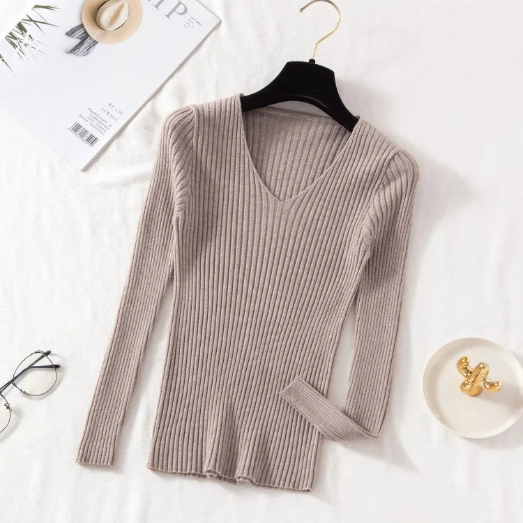 Women's V-neck knit pullover, casual sweater — view 17 of 20