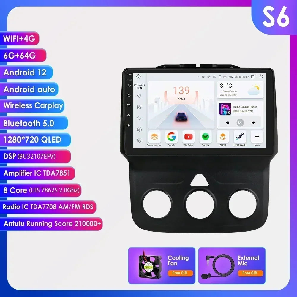 Hizpo 9" Android Car Radio for Dodge Ram 1500/2500/3500 2013-2018 (Manual AC)